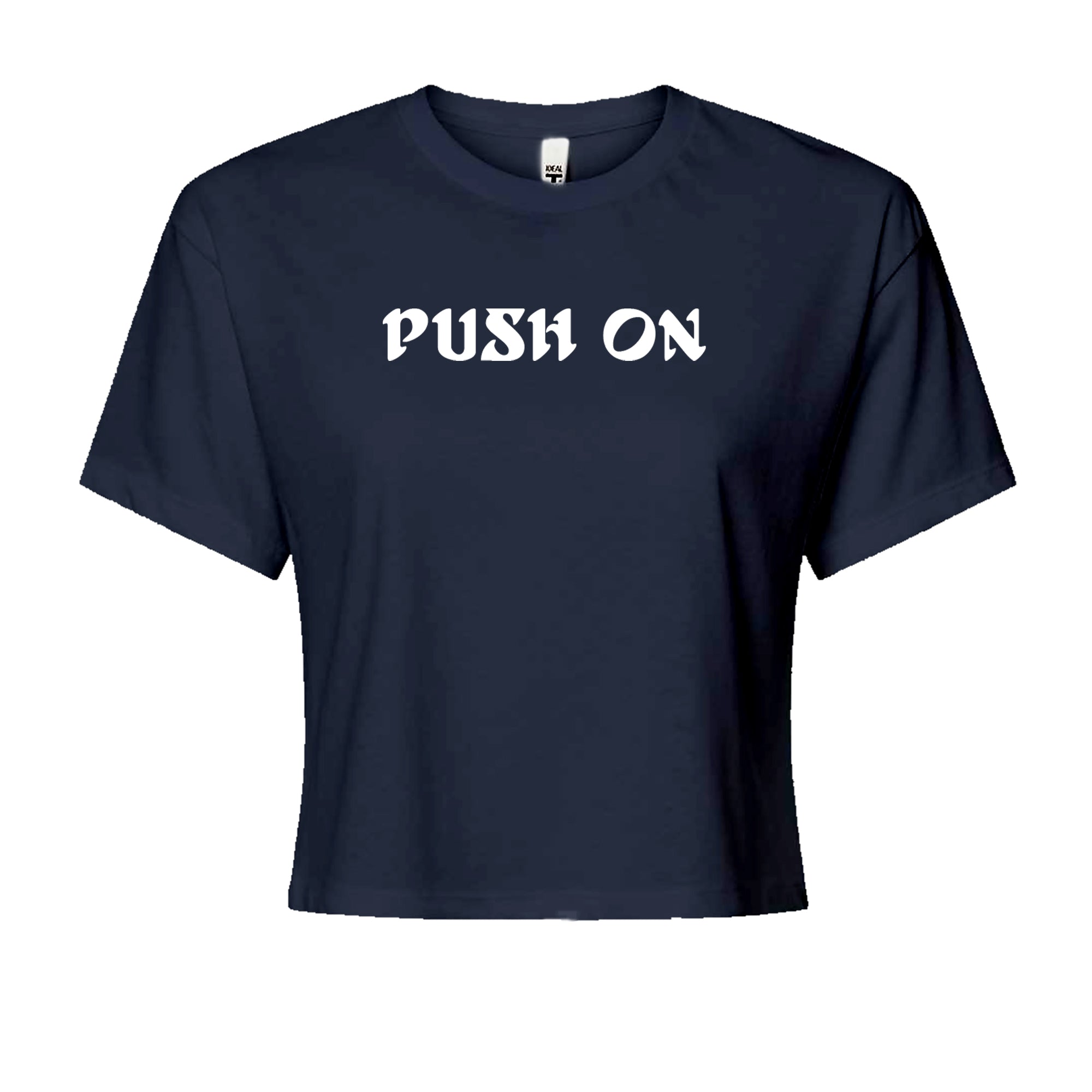 Push On Tush Push Cropped T-Shirt Navy Blue