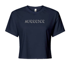 Murrrder Glitter Traitor Cropped T-Shirt Navy Blue