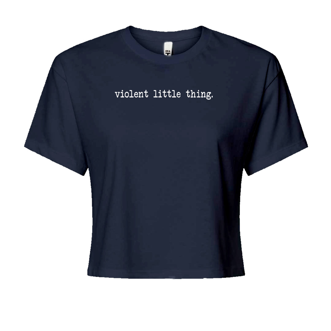 Typeface Violent Little Thing Cropped T-Shirt Navy Blue