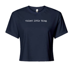 Typeface Violent Little Thing Cropped T-Shirt Navy Blue