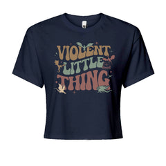 Violent Little Thing Dragon Cropped T-Shirt Navy Blue