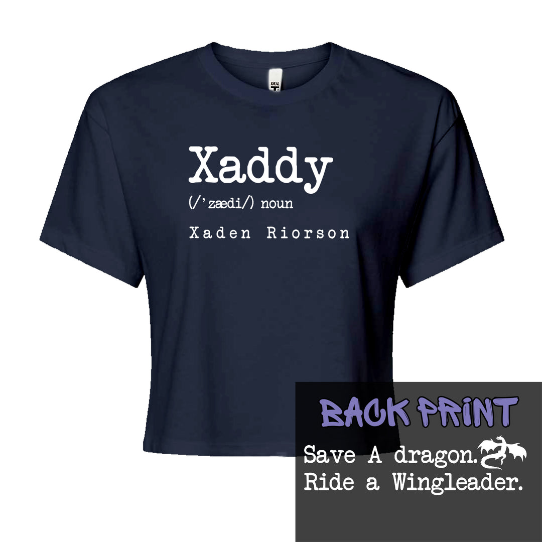 Xaddy Save A Dragon Ride A Wingleader Cropped T-Shirt Navy Blue