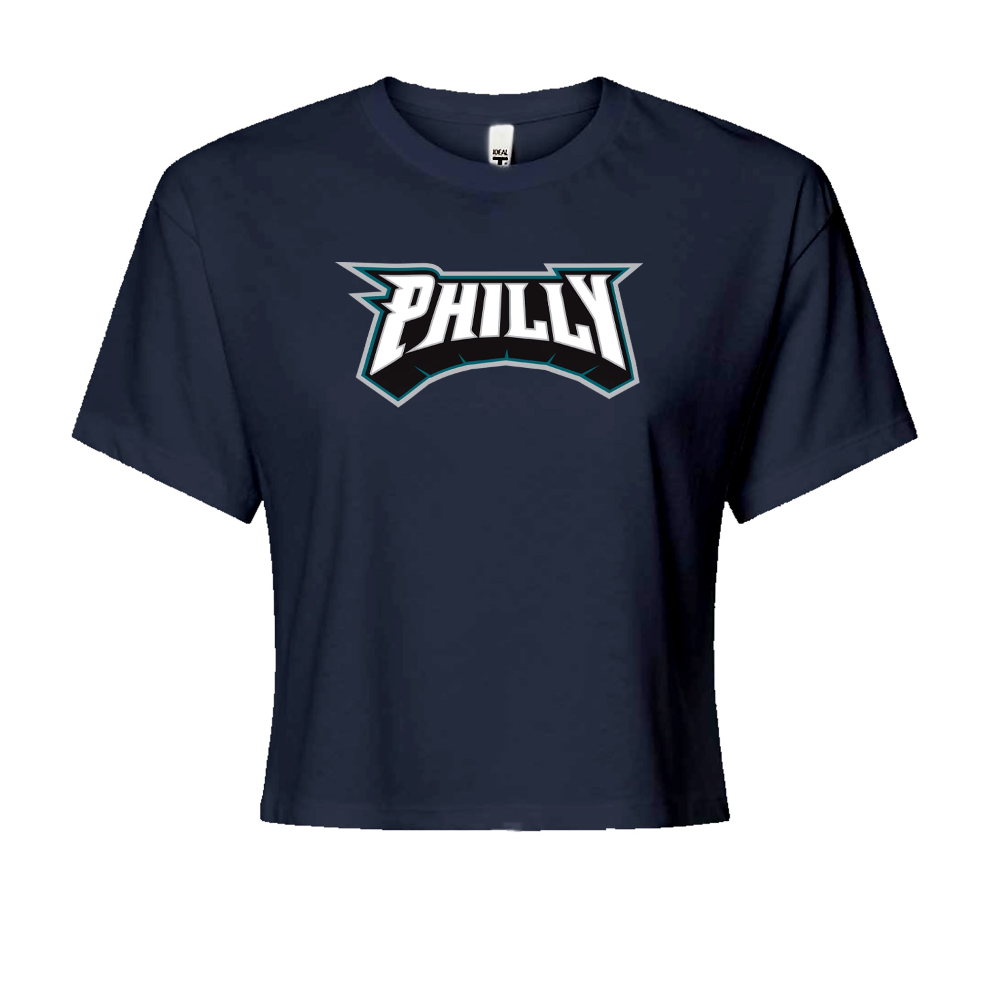Philly Bold Block Throwback Cropped T-Shirt Navy Blue
