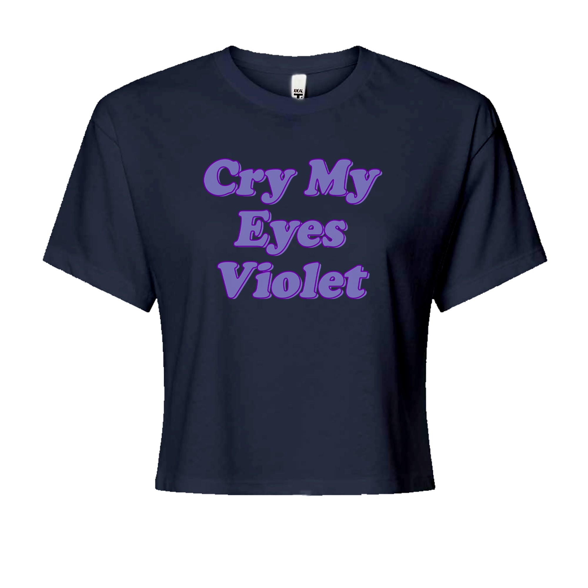 Cry My Eyes Violet Drama Queen Cropped T-Shirt Navy Blue
