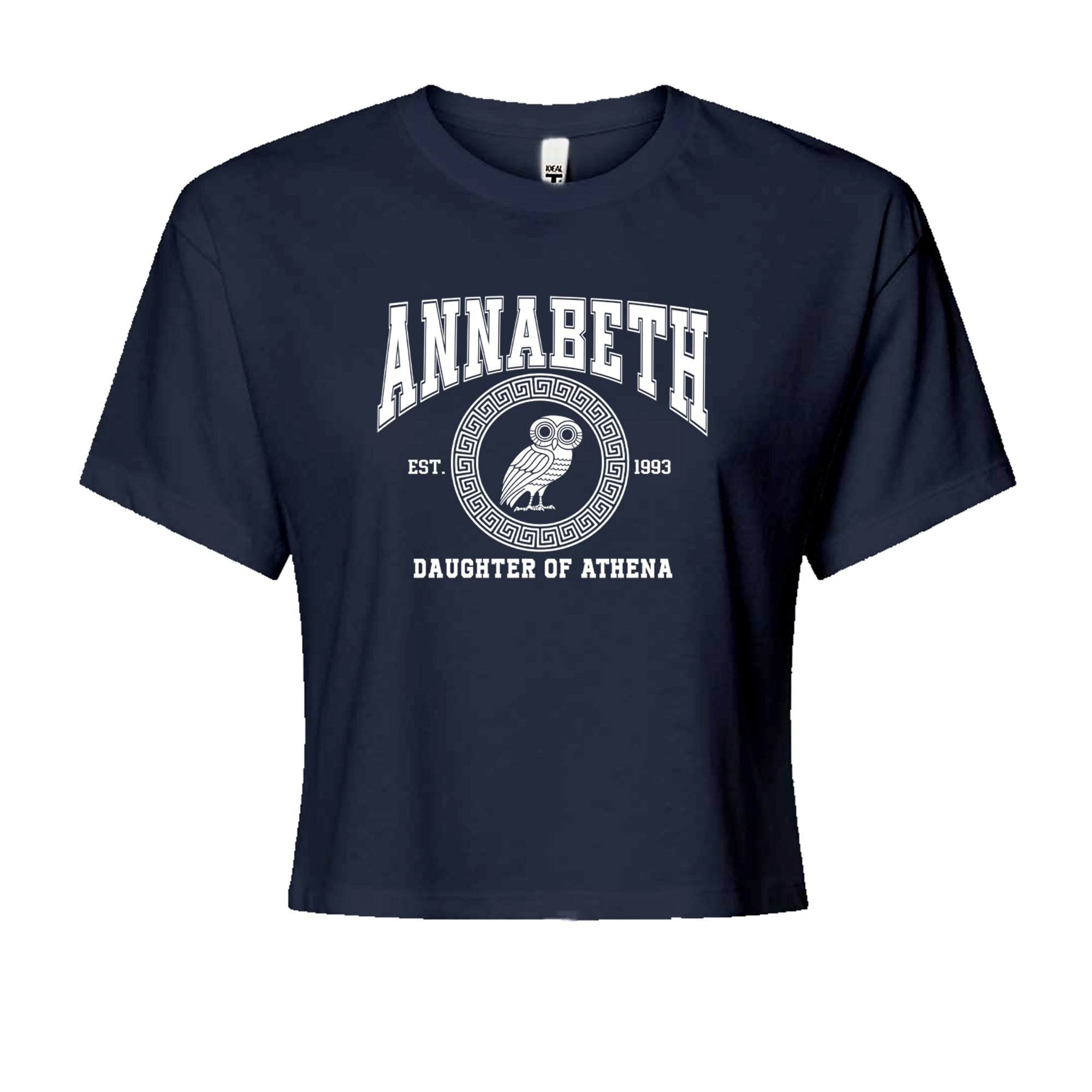 Annabeth Daughter of Athena Owl Wisdom Cropped T-Shirt Navy Blue