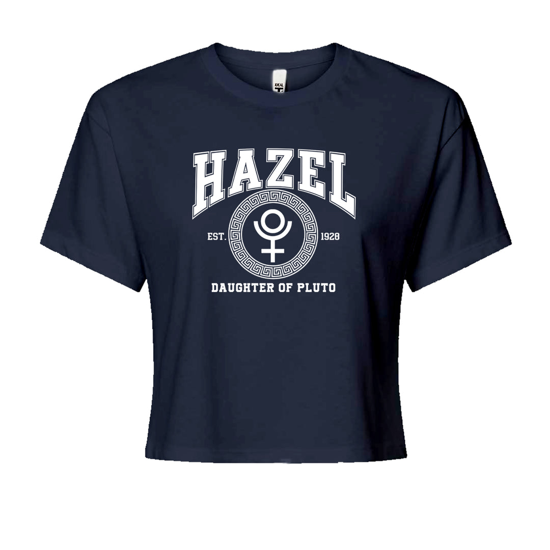 Hazel Daughter of Pluto Roman Gold Cropped T-Shirt Navy Blue