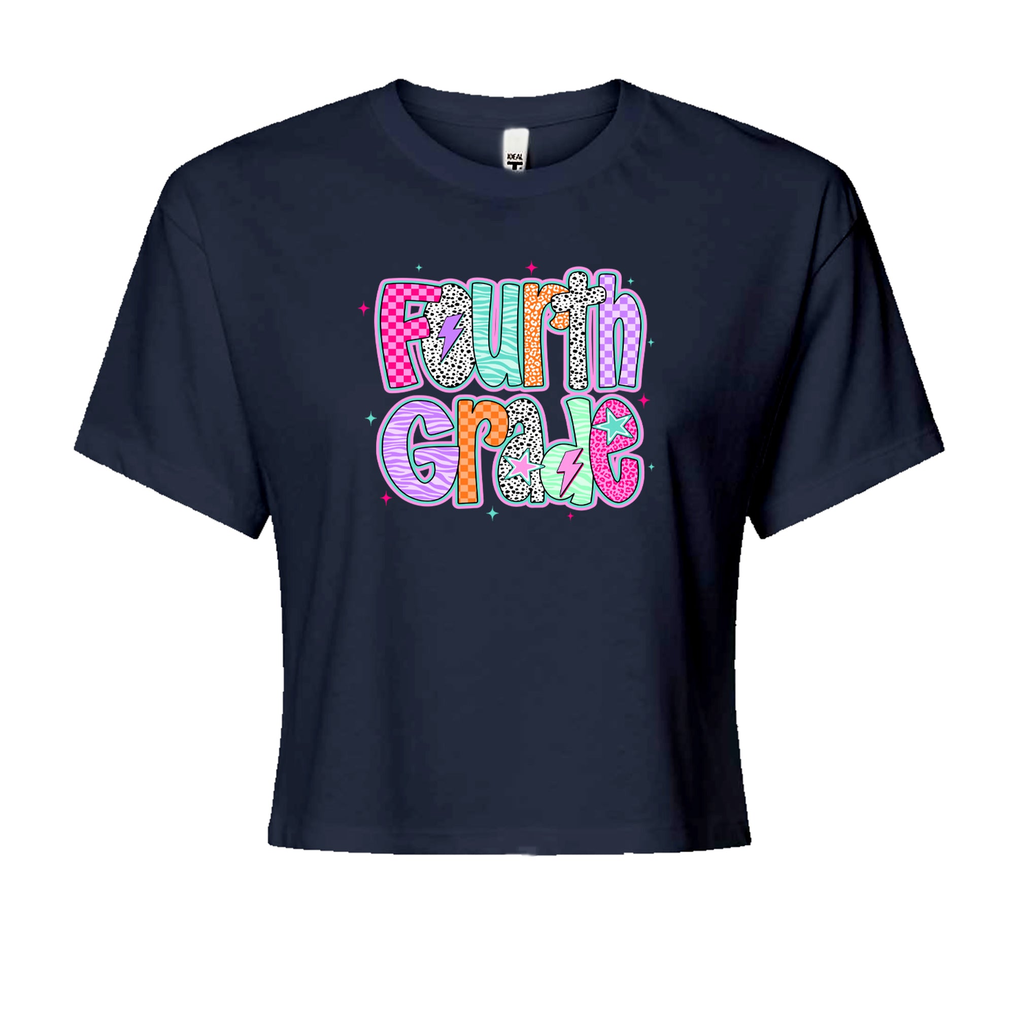 Fourth Grade Fierce Colorful Back to School Cropped T-Shirt Navy Blue