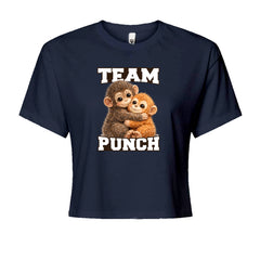 Team Punch Panchi-kun Monkey Cropped T-Shirt Navy Blue