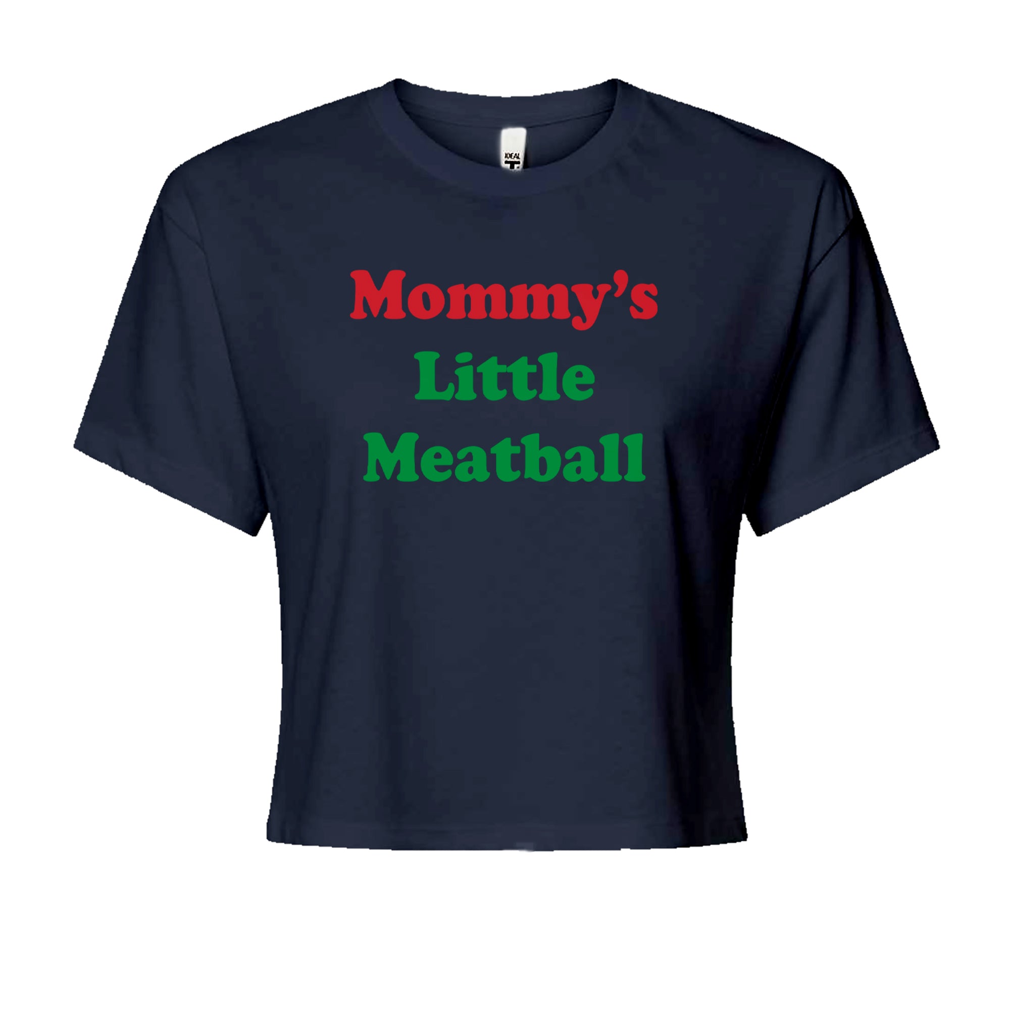 Mommy's Little Meatball Love Island Cropped T-Shirt Navy Blue