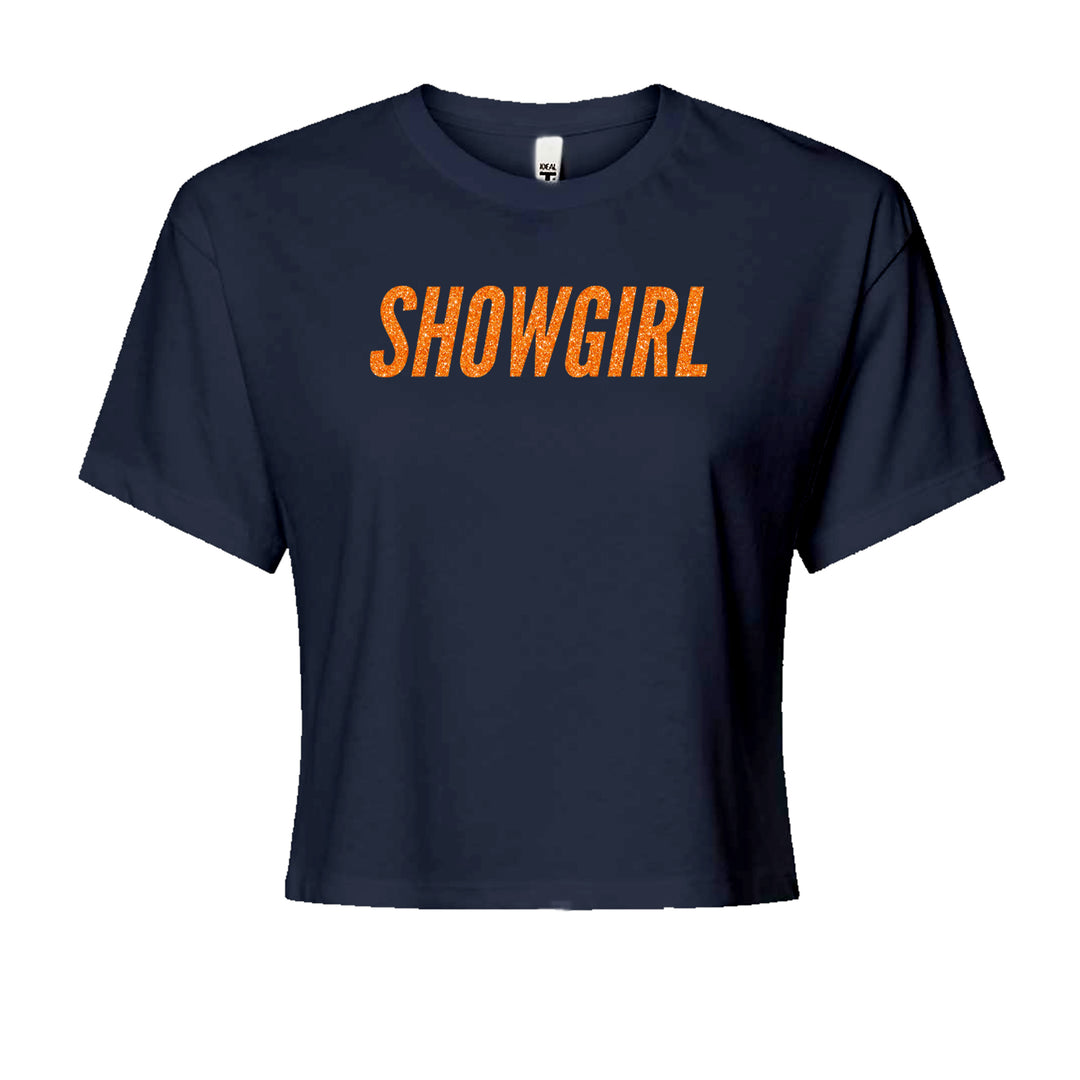 Showgirl Orange Glitter Cropped T-Shirt Navy Blue