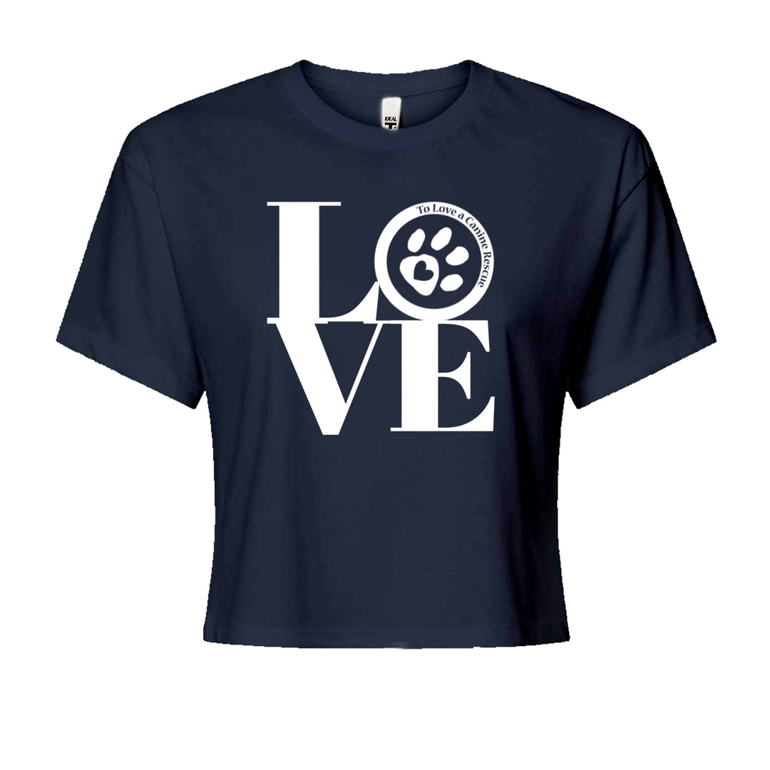 TLC LOVE Dog Rescue Cropped T-Shirt Navy Blue