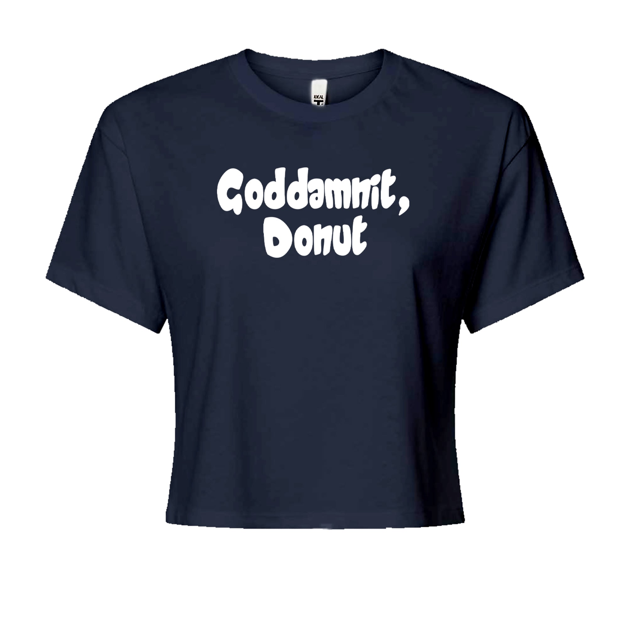 Godd-mnit, Donut Carl Cropped T-Shirt Navy Blue