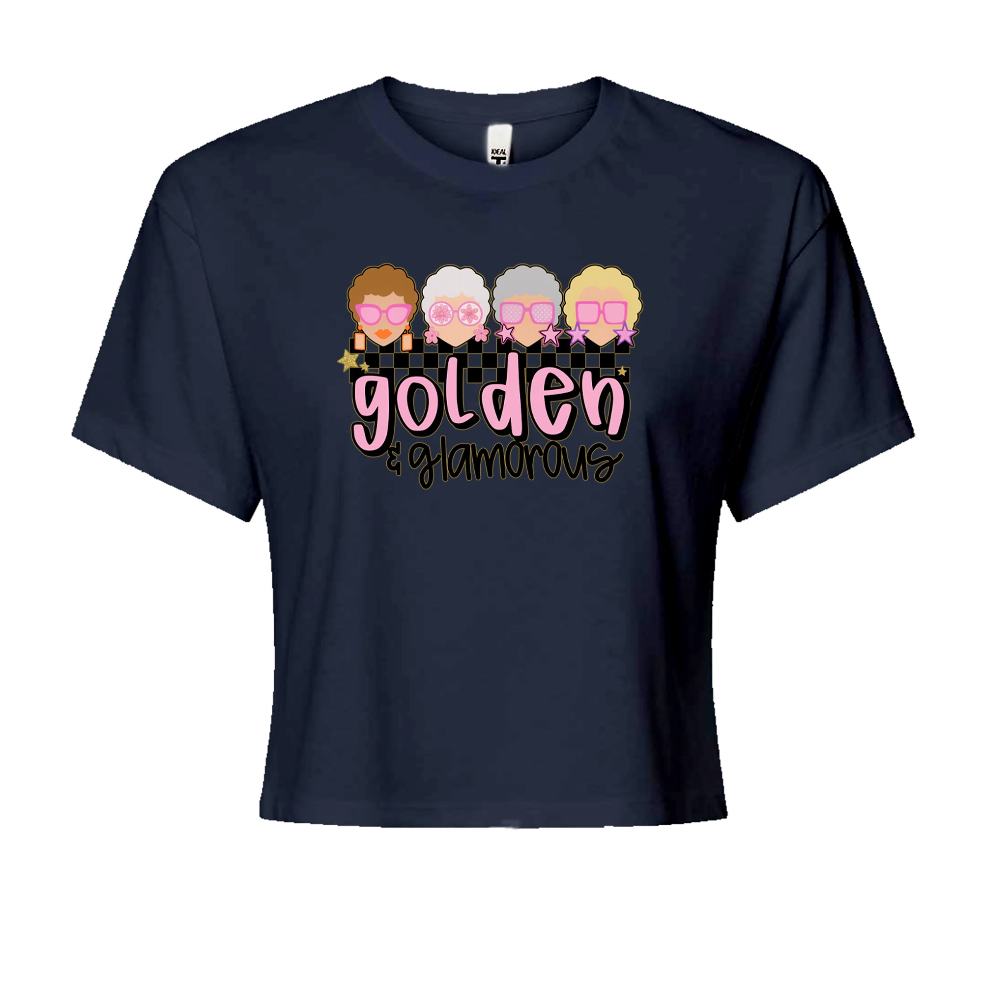 Golden And Glamorous Golden Girls Cropped T-Shirt Navy Blue