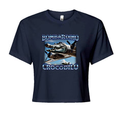 Bombardino Crocodilo Brainrot Cropped T-Shirt Navy Blue
