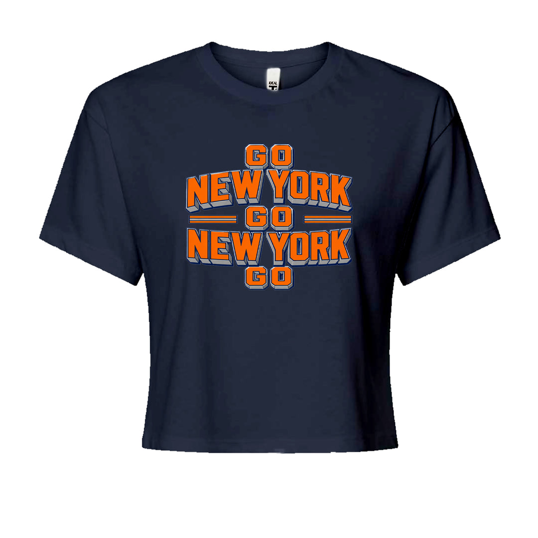 Go New York Go Basketball Cropped T-Shirt Navy Blue