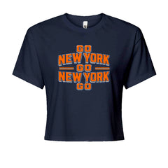 Go New York Go Basketball Cropped T-Shirt Navy Blue