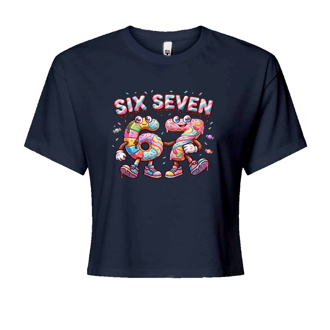 67 Candy Swirl Meme Cropped T-Shirt Navy Blue