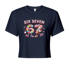 67 Candy Swirl Meme Cropped T-Shirt Navy Blue