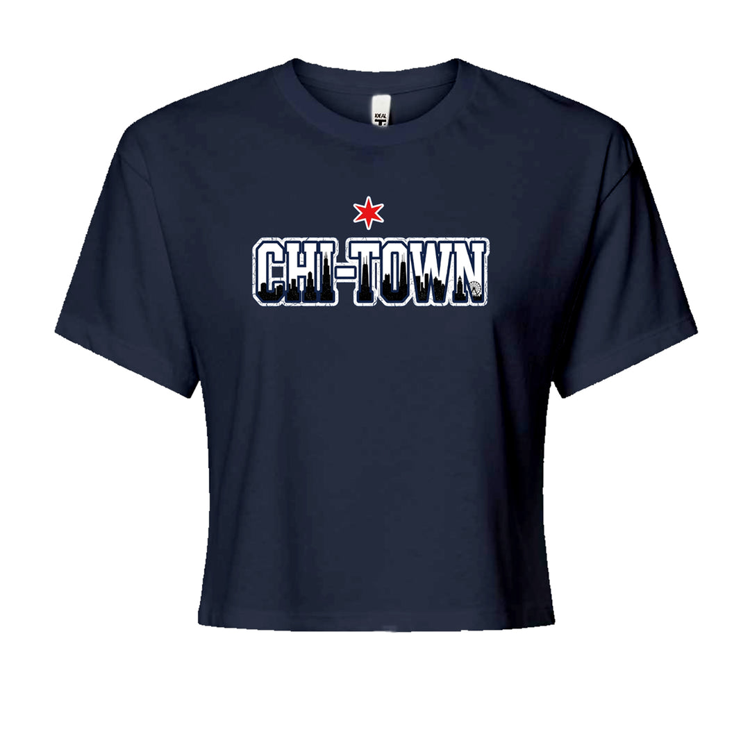 Chicago Chi-Town City Pride Cropped T-Shirt Navy Blue