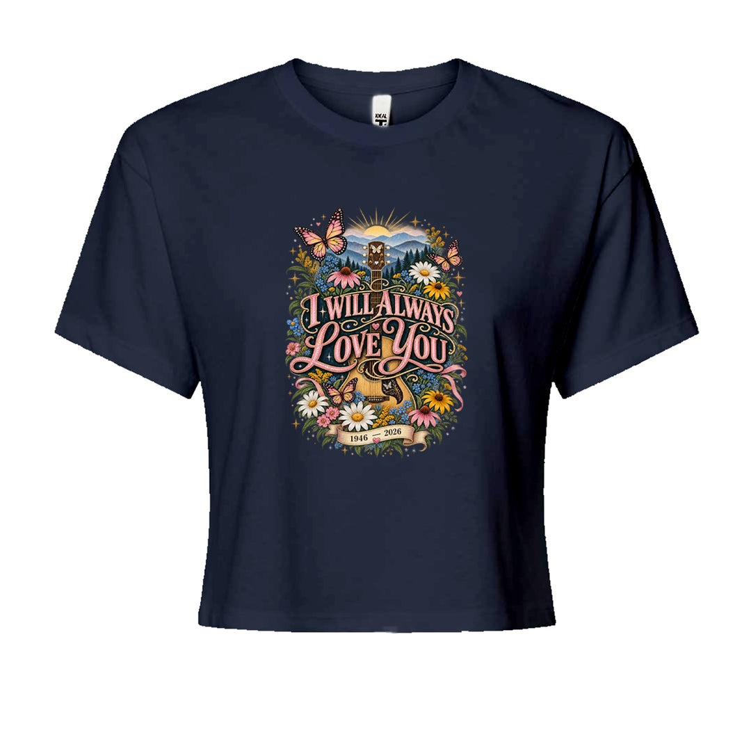 I Will Always Love You Dolly Cropped T-Shirt Navy Blue