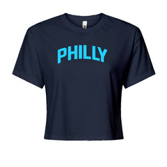 Philly Philadelphia Pride Cropped T-Shirt Navy Blue