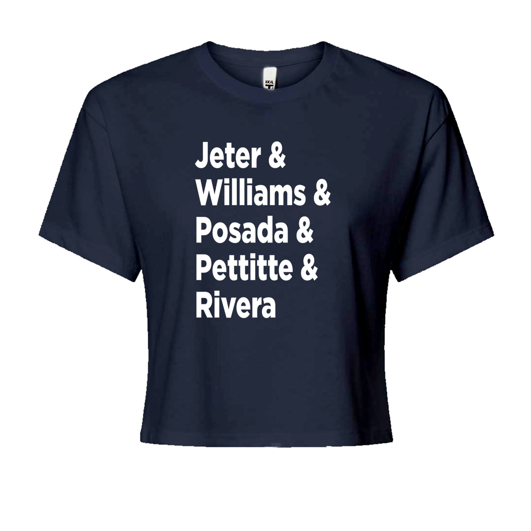 Jeter & Williams & Posada & Pettitte & Rivera Cropped T-Shirt Navy Blue