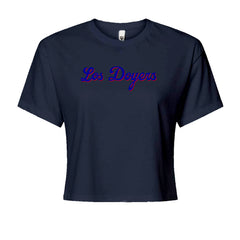 Los Doyers LA Baseball Cropped T-Shirt Navy Blue