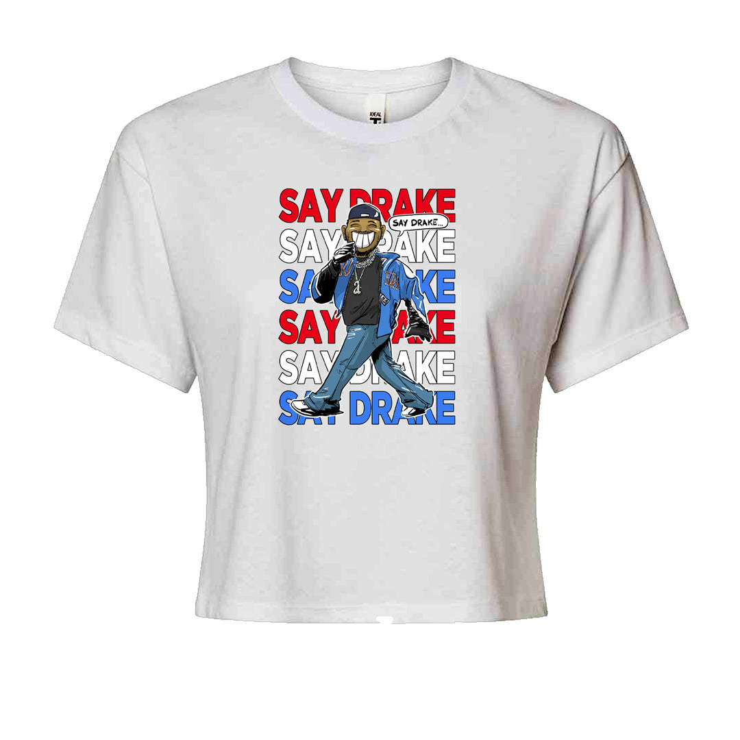 Say Drake Smiling Meme Mustard Cropped T-Shirt White
