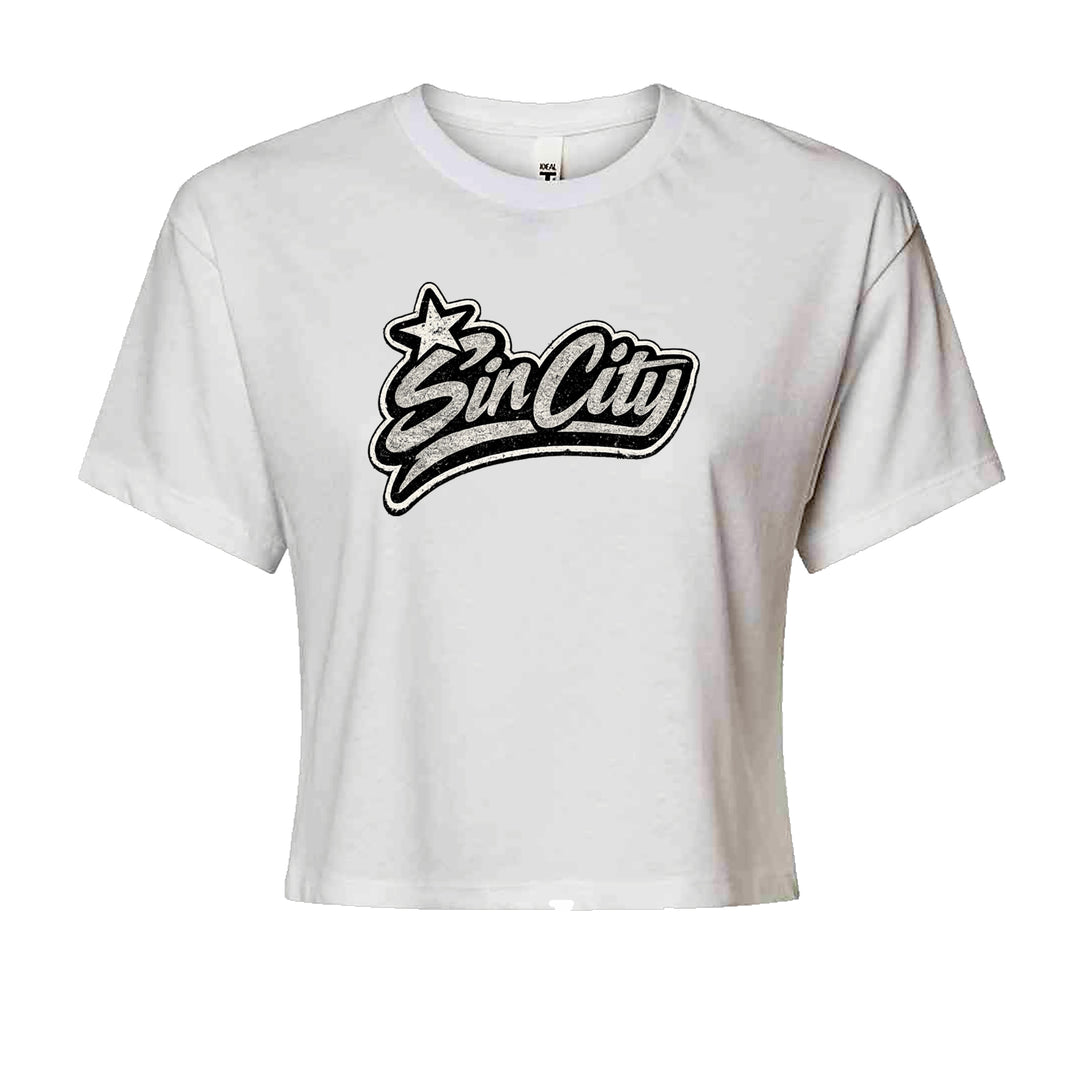 Sin City Vegas Retro Vintage Cropped T-Shirt White