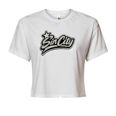 Sin City Vegas Retro Vintage Cropped T-Shirt White