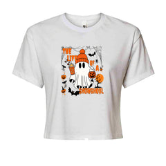 Life of a Showghoul Halloween Showgirl Vibes Cropped T-Shirt White