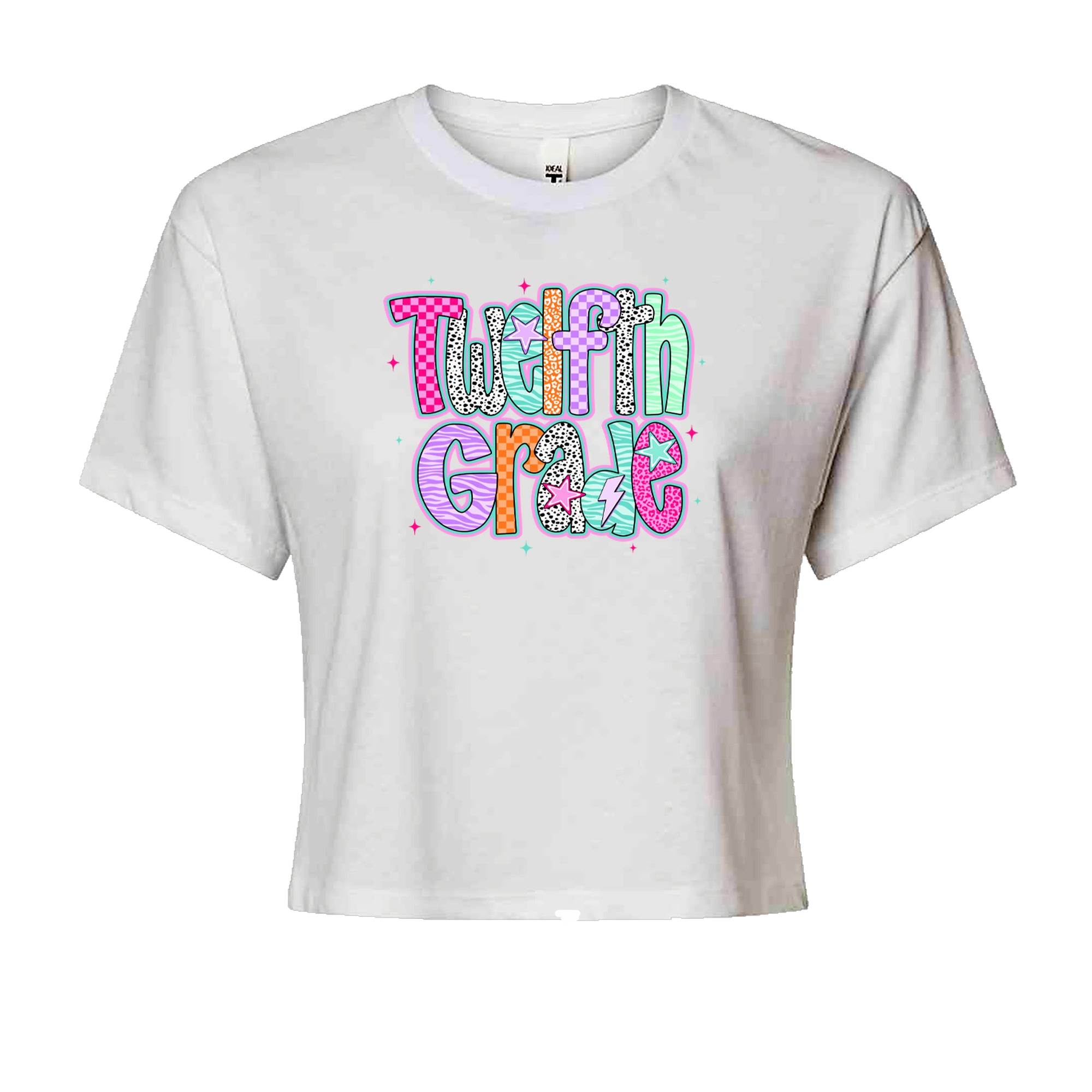 Senior Year Colorful Back to School Cropped T-Shirt White