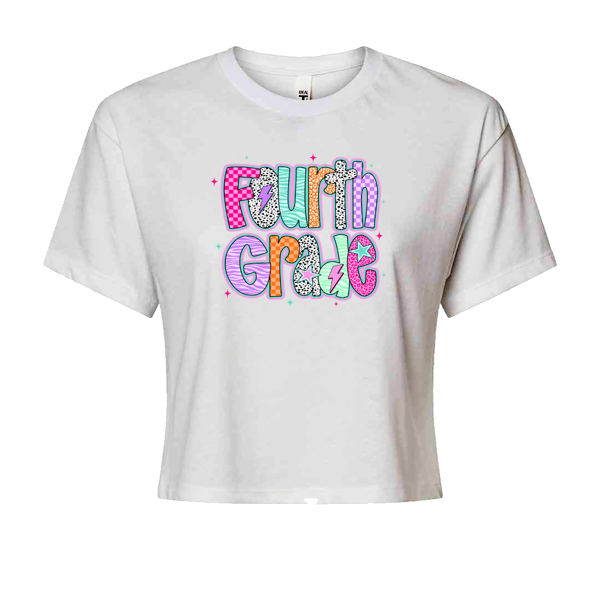 Fourth Grade Fierce Colorful Back to School Cropped T-Shirt White