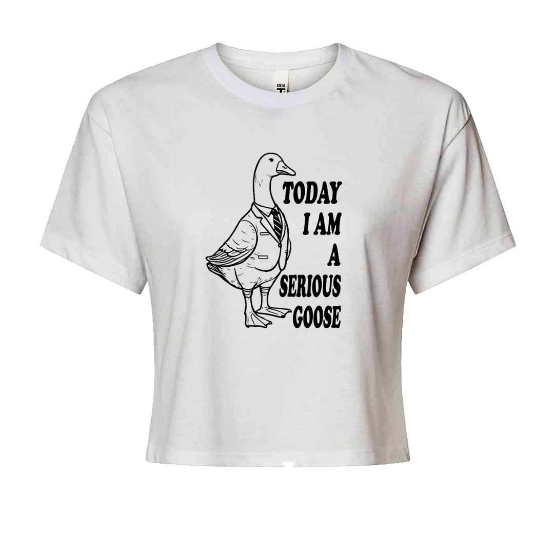 Today I Am A Serious Goose Cropped T-Shirt White