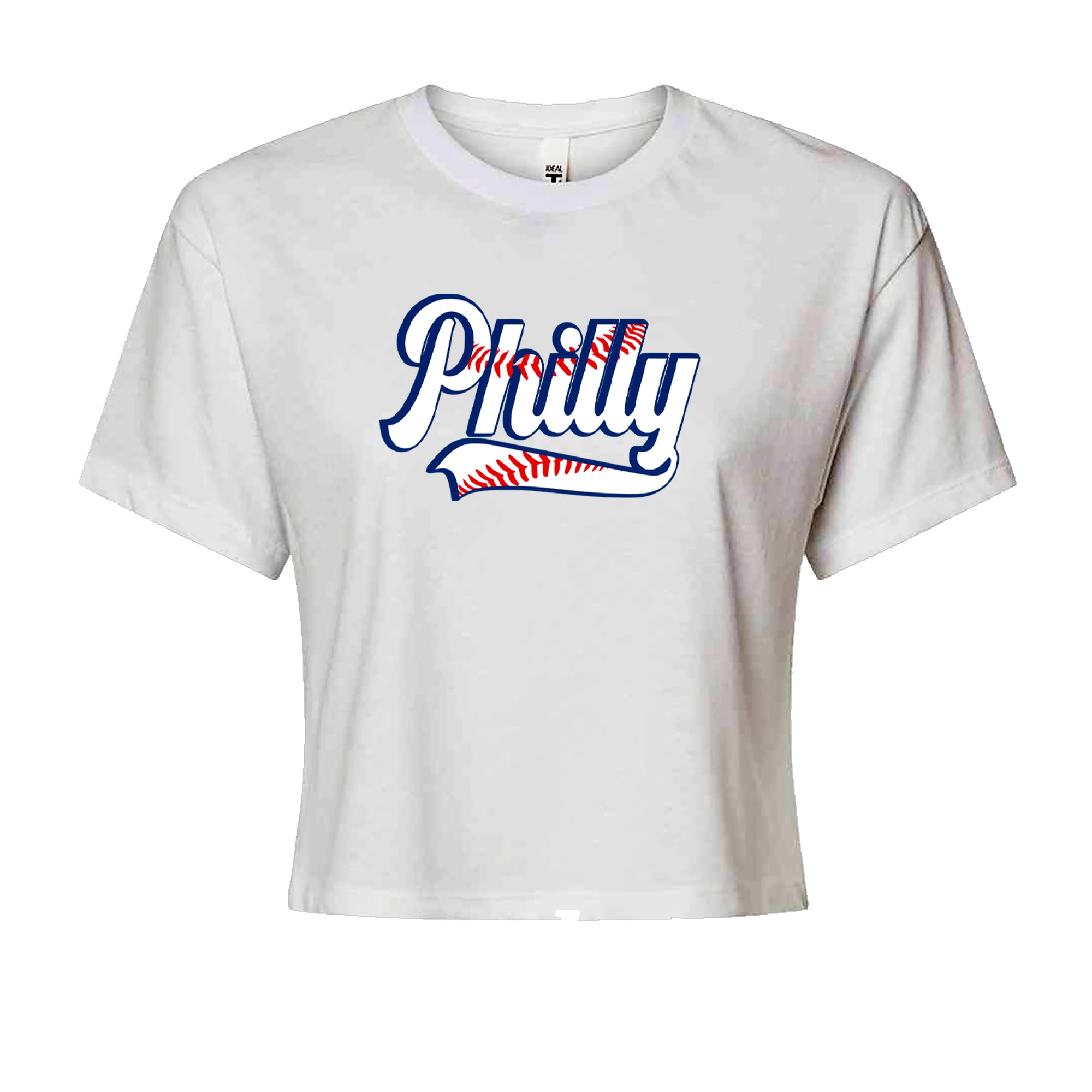 Philly Baseball Stitching Cropped T-Shirt White