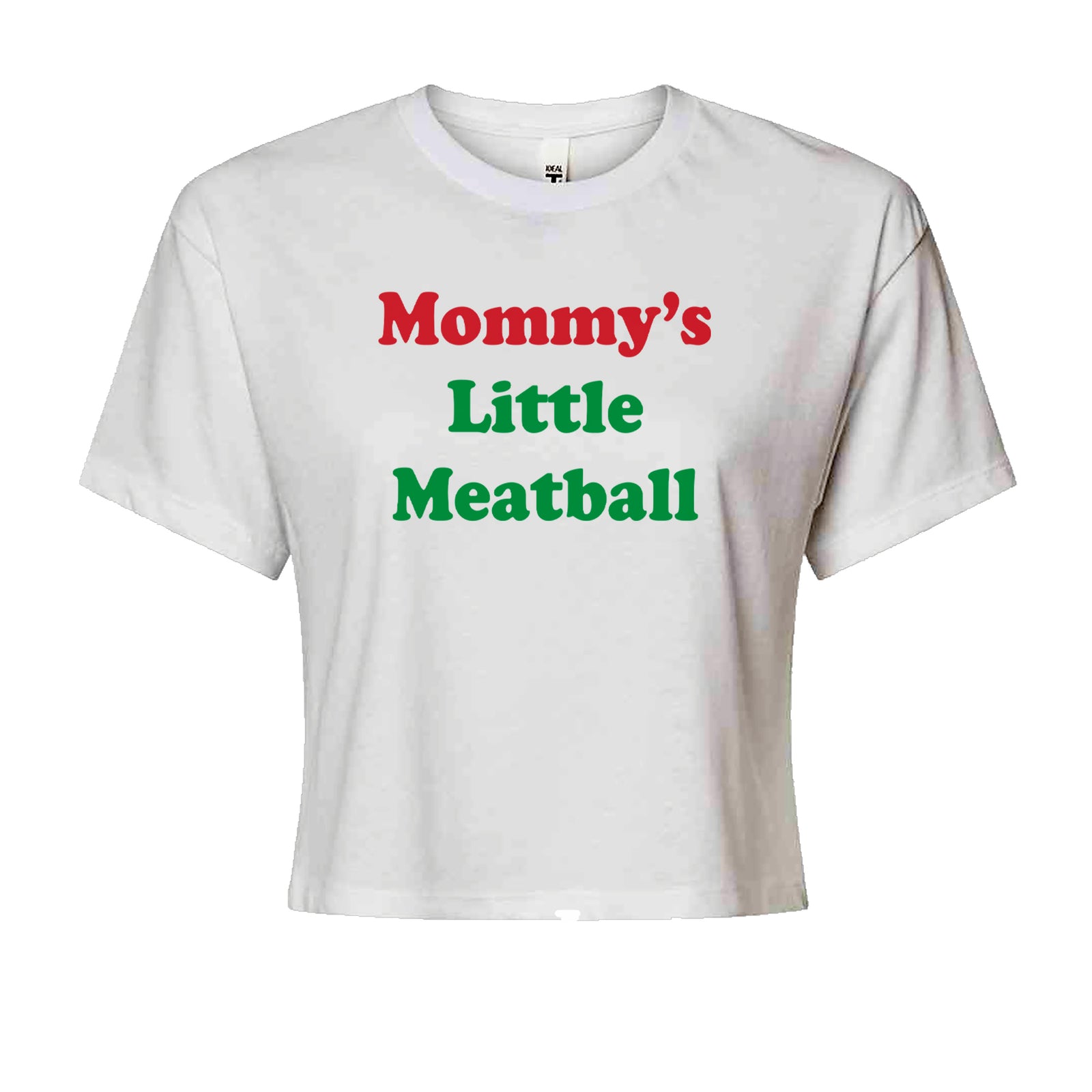 Mommy's Little Meatball Love Island Cropped T-Shirt White
