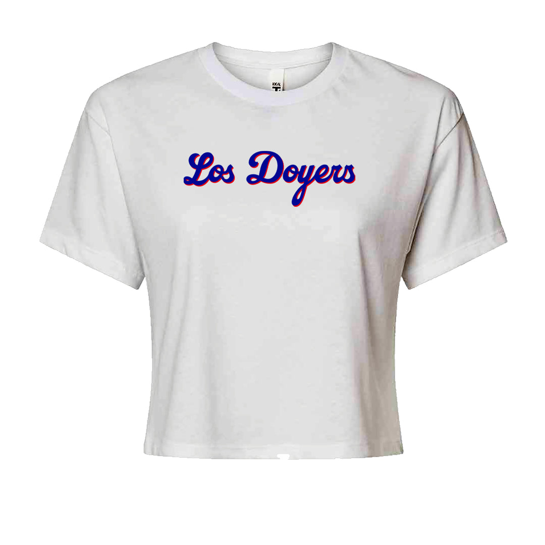 Los Doyers LA Baseball Cropped T-Shirt White