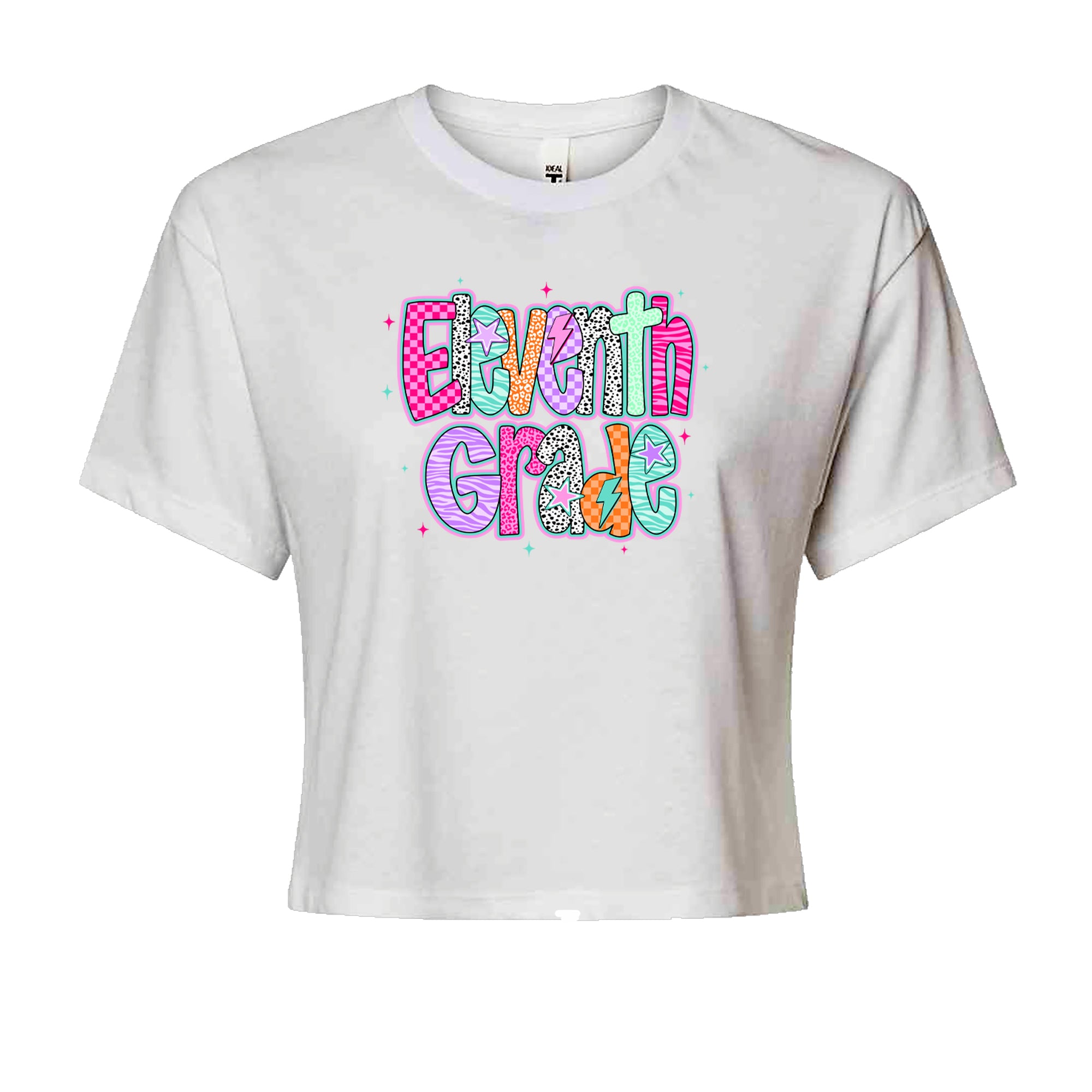 Eleventh Grade Extra Colorful Back to School Cropped T-Shirt White