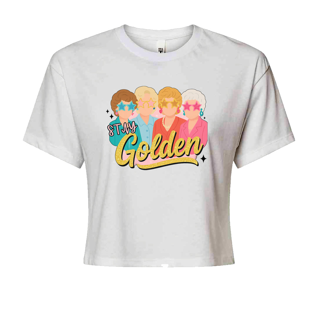 Stay Golden Girls Retro Cropped T-Shirt White