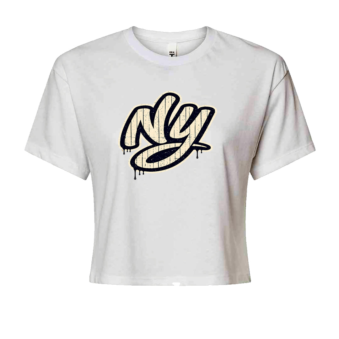 NYC New York City Grunge Street Cropped T-Shirt White