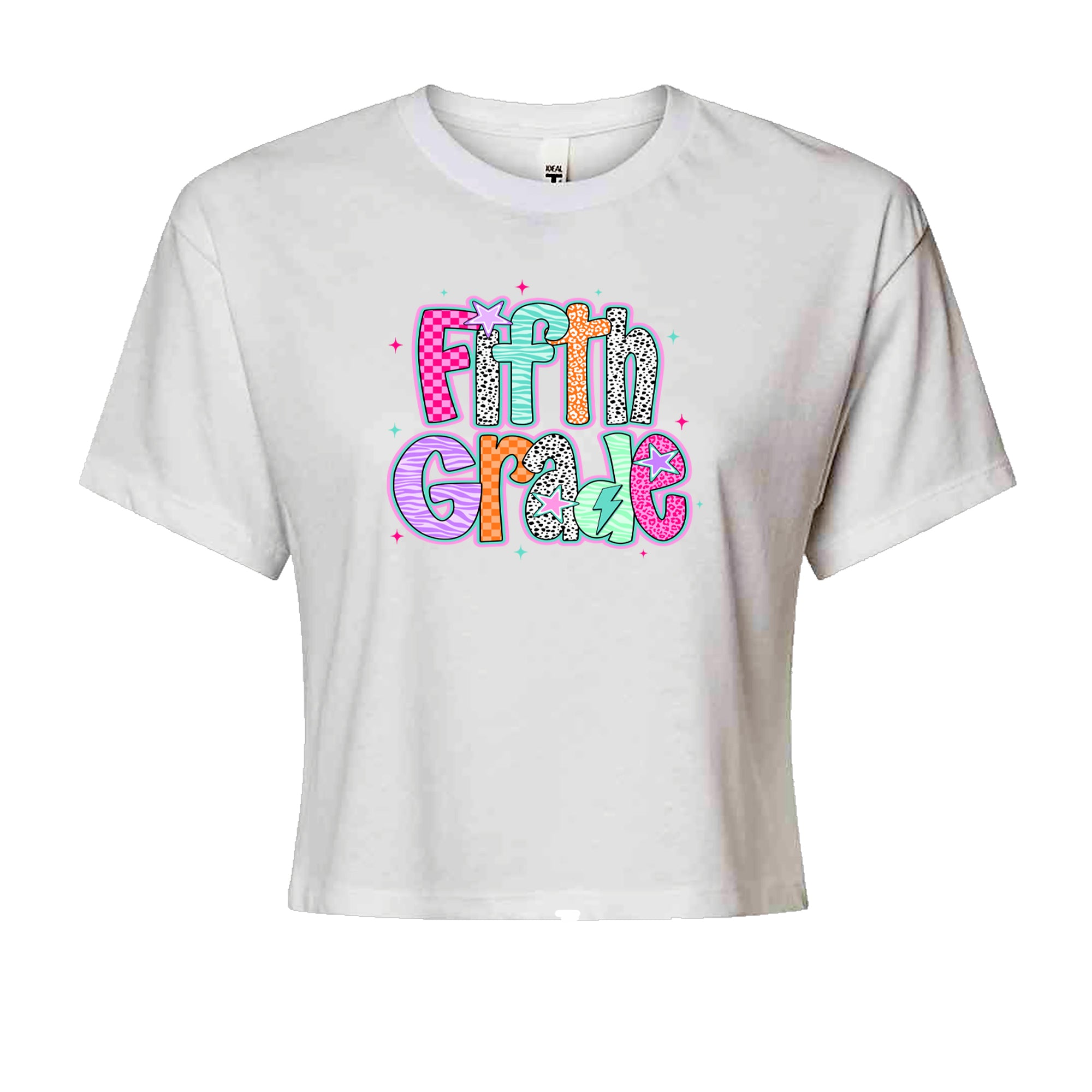 Fifth Grade Fly Colorful Back to School Cropped T-Shirt White
