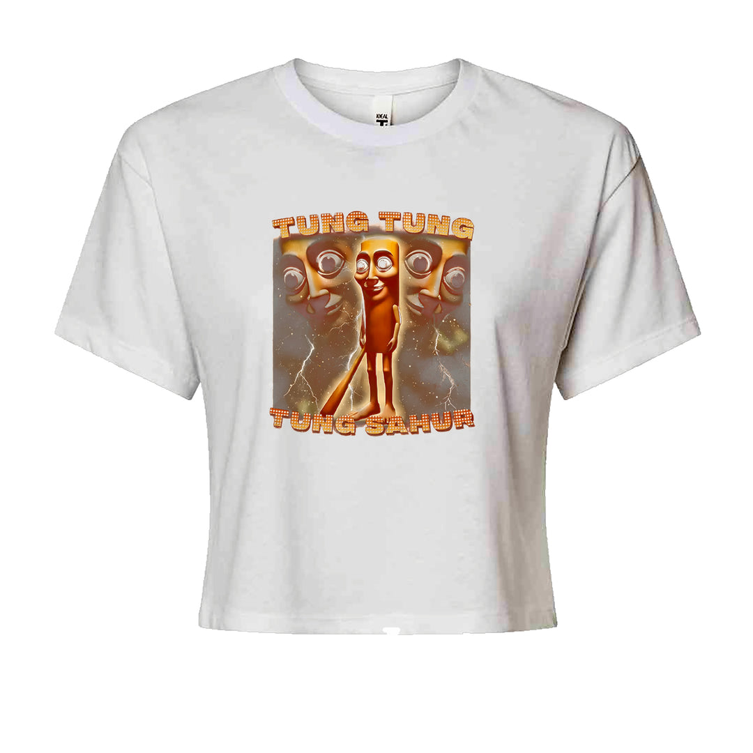 Tung Tung Tung Sahur Enforcer Cropped T-Shirt White