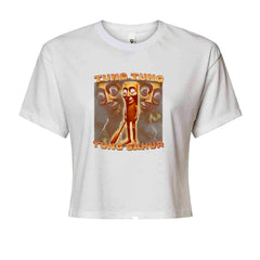 Tung Tung Tung Sahur Enforcer Cropped T-Shirt White