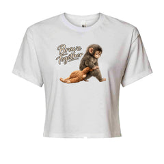 Punch Brave Together Stuffed Animal Cropped T-Shirt White