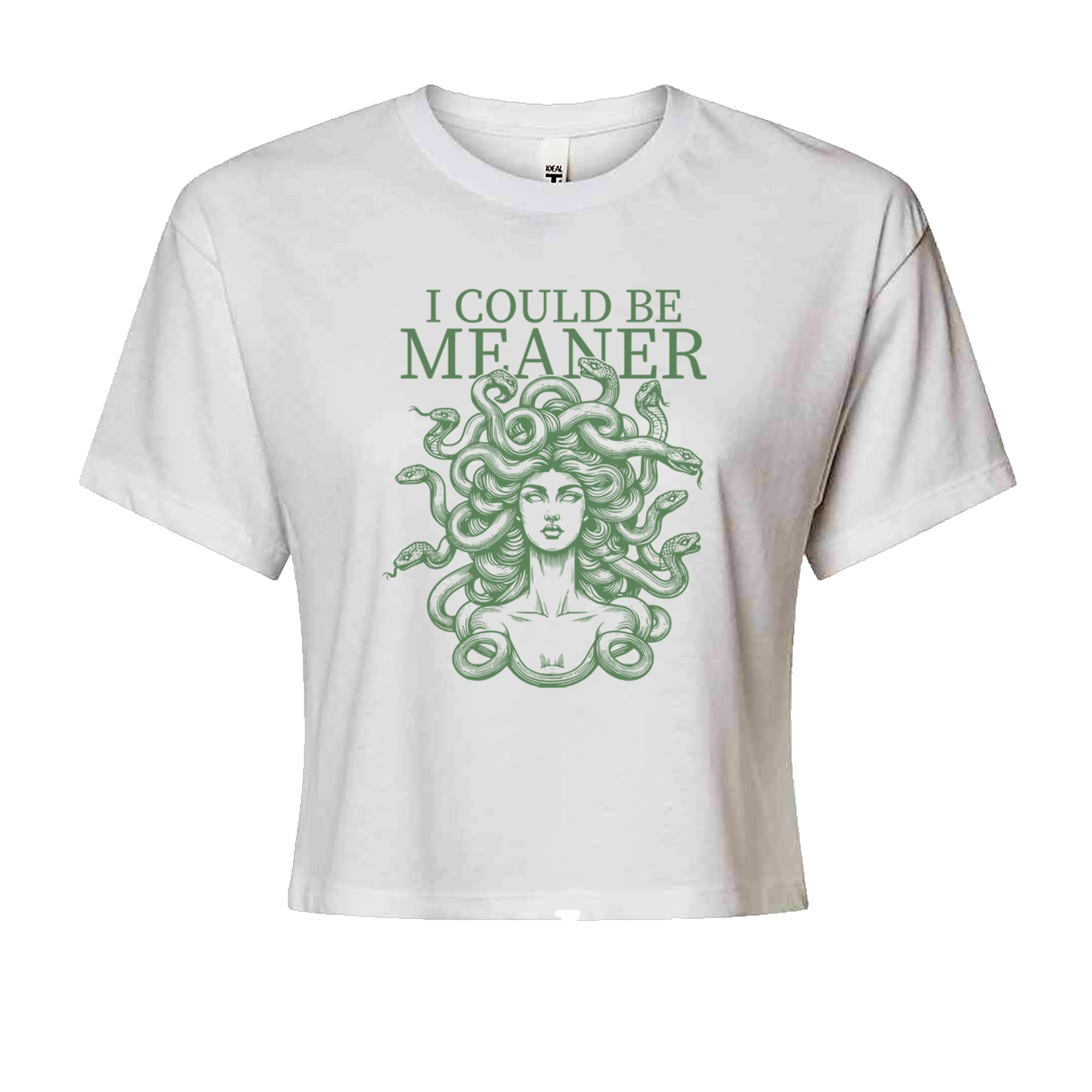 Medusa I Could Be Meaner Cropped T-Shirt White