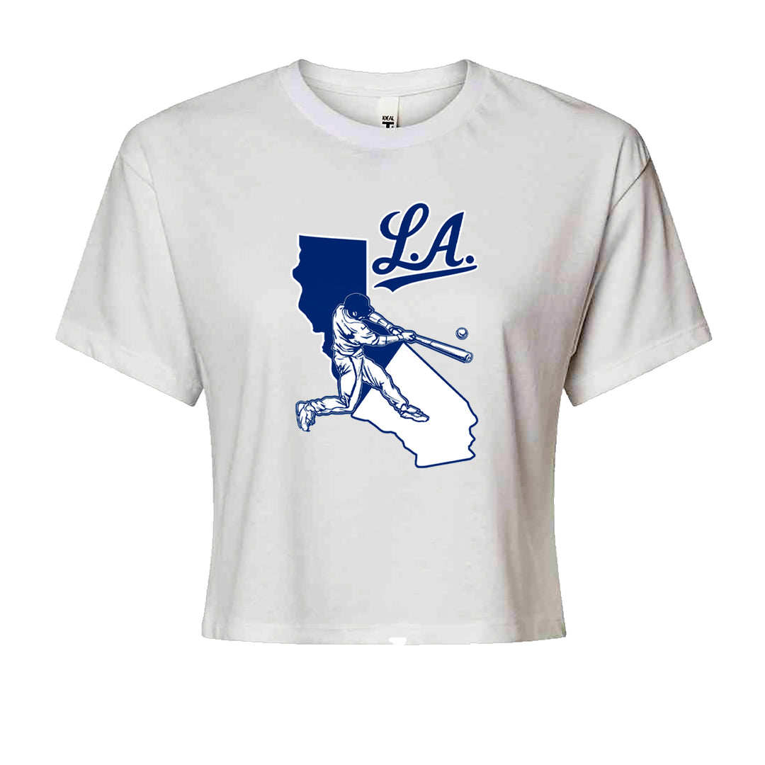 Los Angeles Baseball Batter Up Cropped T-Shirt White