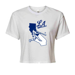 Los Angeles Baseball Batter Up Cropped T-Shirt White