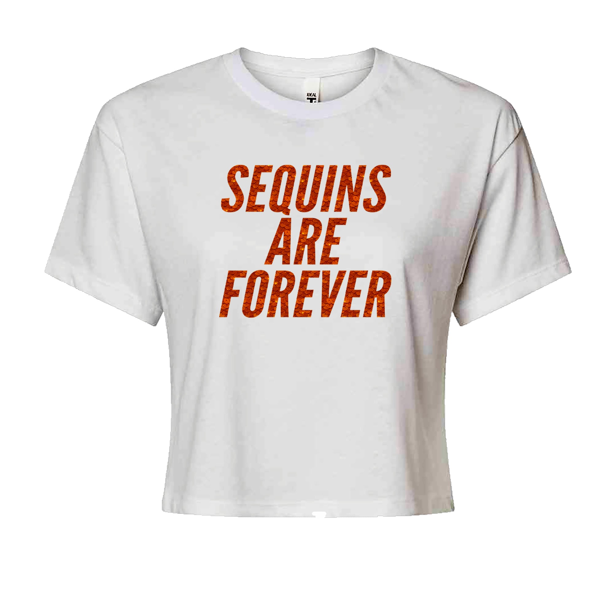 Sequins Are Forever Retro Glam Cropped T-Shirt White