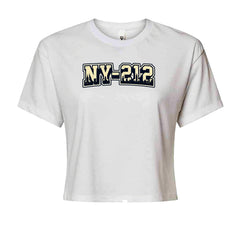 New York City 212 Area Code Skyline  Cropped T-Shirt White