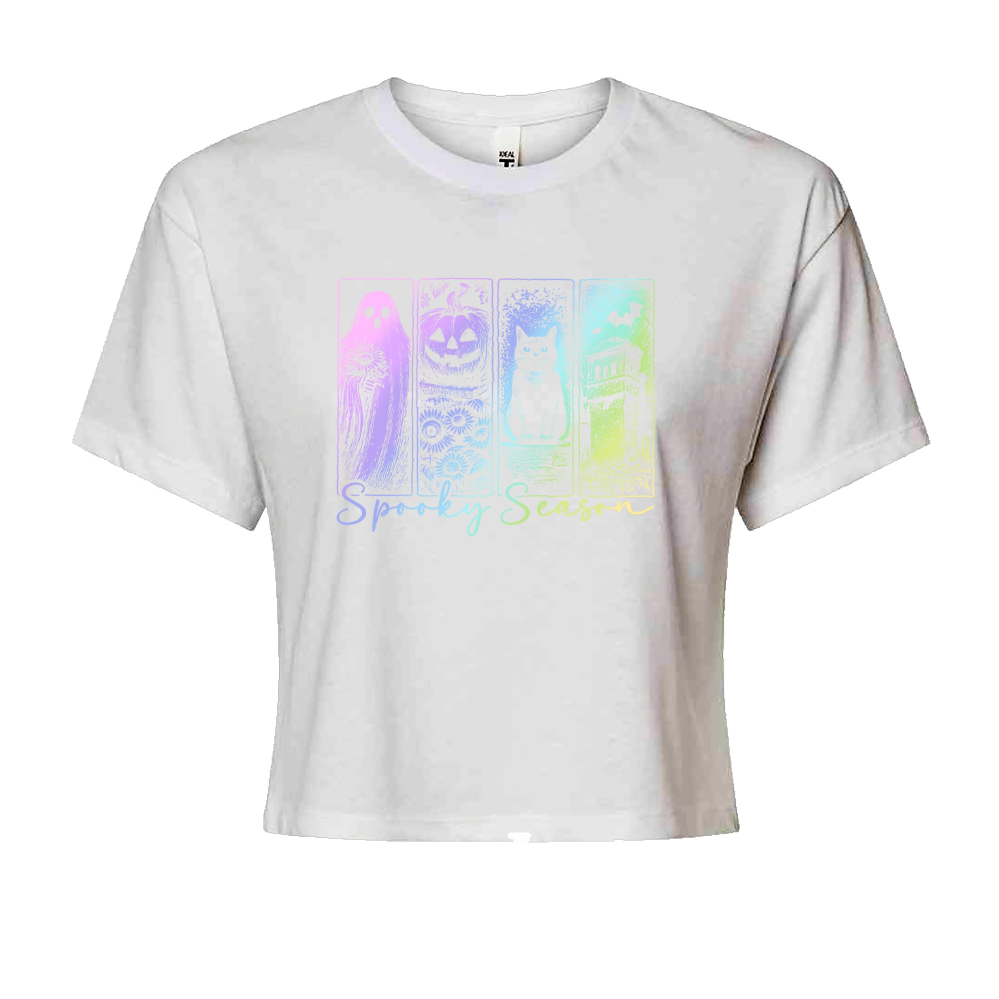 Spooky Season Cute Pastel Halloween Design Cropped T-Shirt White